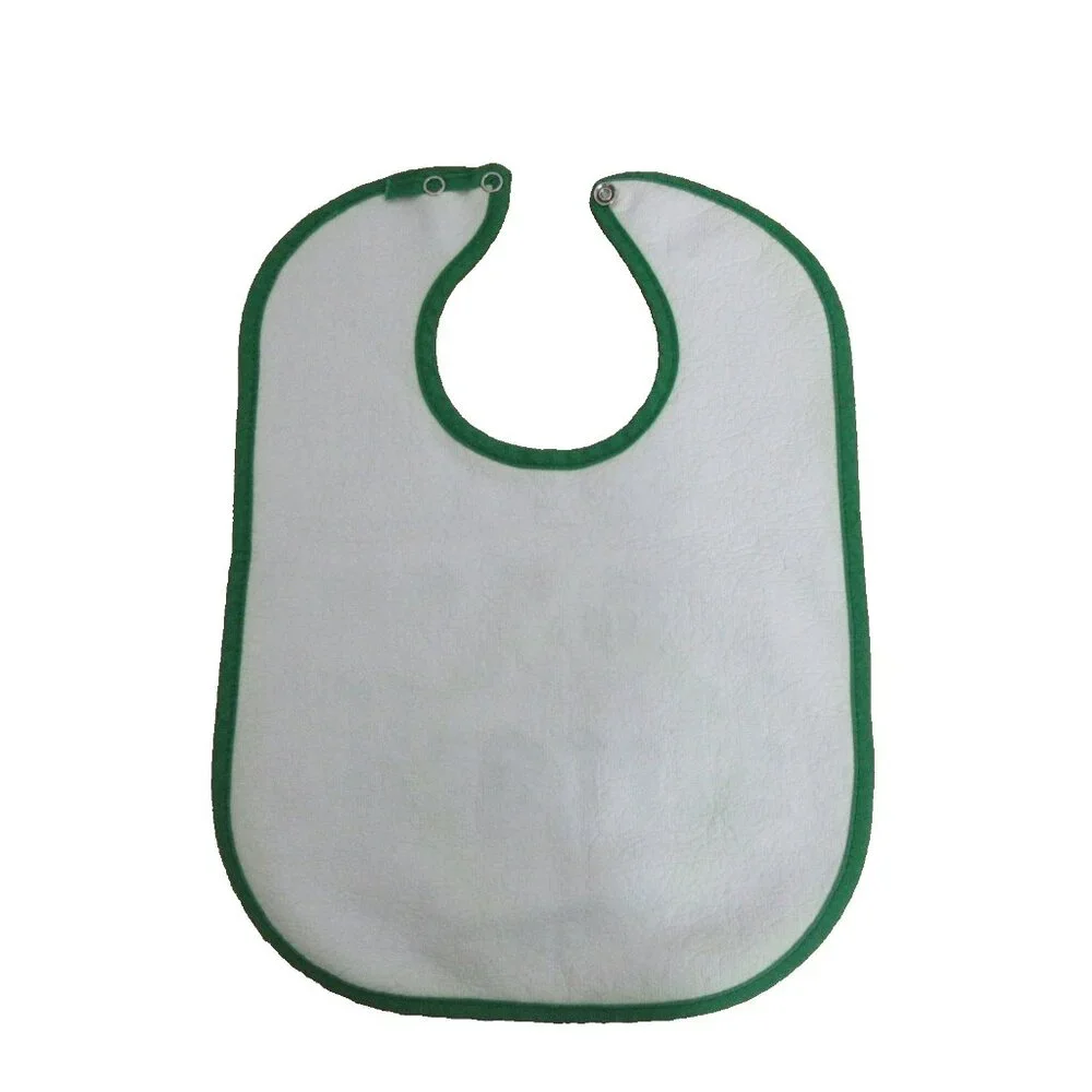 Tis Herself Baby Bib St. Patrick's Day White Terrycloth w/ Green Trim Snap Back
